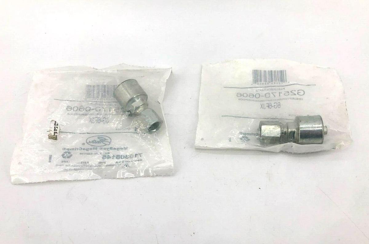 Lot of 2 New Gates 6G-6FJX Hydraulic Hose Fittings G25170-0606
