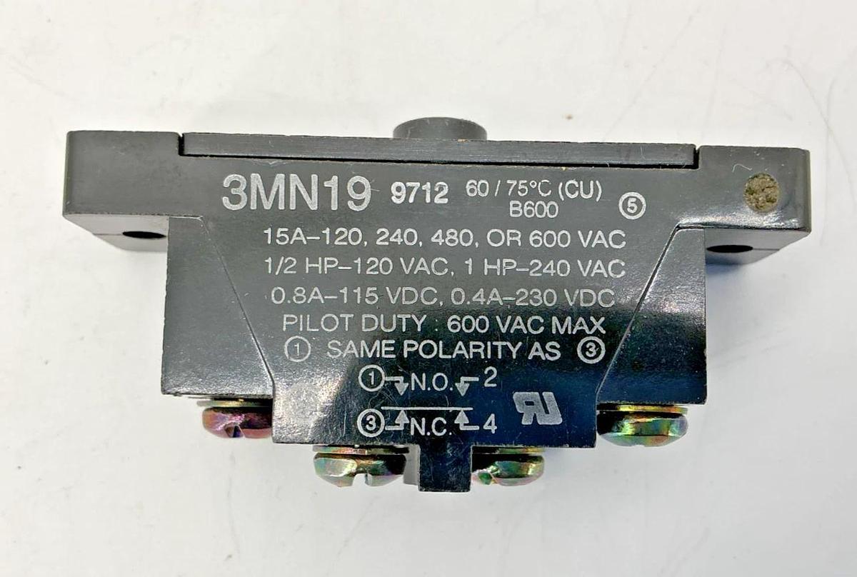 New Micro Switch 3MN19 Limit Switch Snap Action 1NO 1NC 15A 600VAC - No Box
