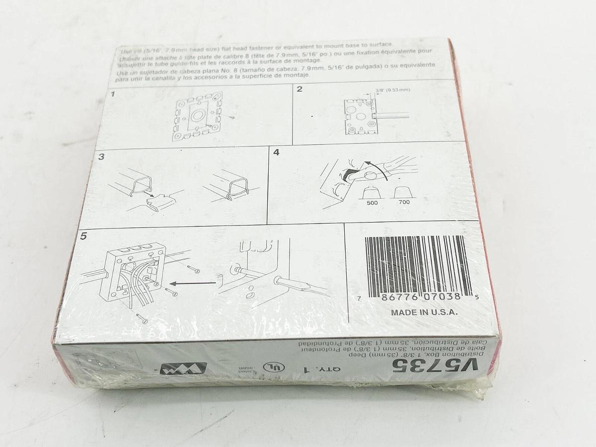 New Lot of 3 WireMold V5735 Distribution Box 1-3/8" Ivory