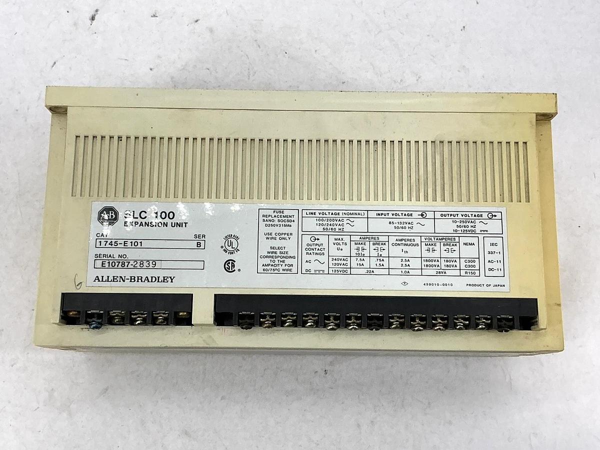 Used Allen Bradley 1745-E101 Ser B Expansion Unit SCL 100 PLC 2.5A 50/60HZ