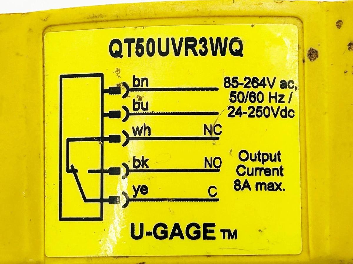 Used Banner Engineering QT50UVR3WQ Ultrasonic Proximity Sensor 30MM 250VDC 50/60Hz 8A