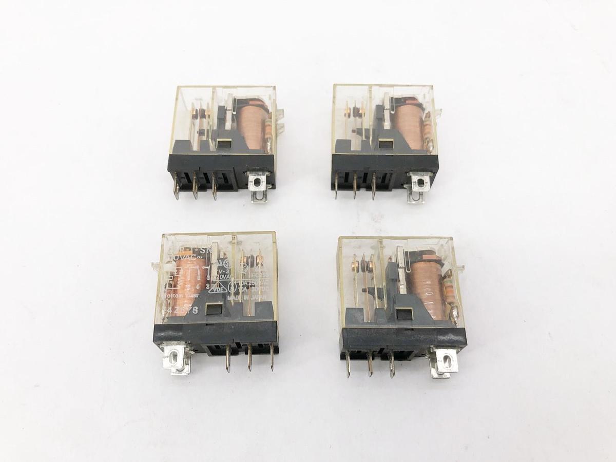 Used Lot of 4 Omron G2R-1-SN Relays 110VAC 5-Pin
