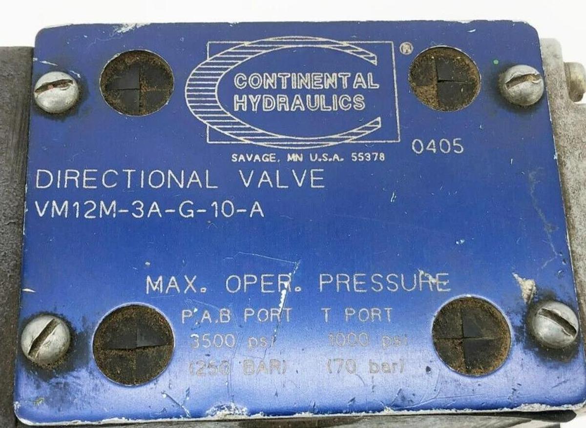 Used Continental Hydraulics VM12M-3A-G-10-A Directional Valve