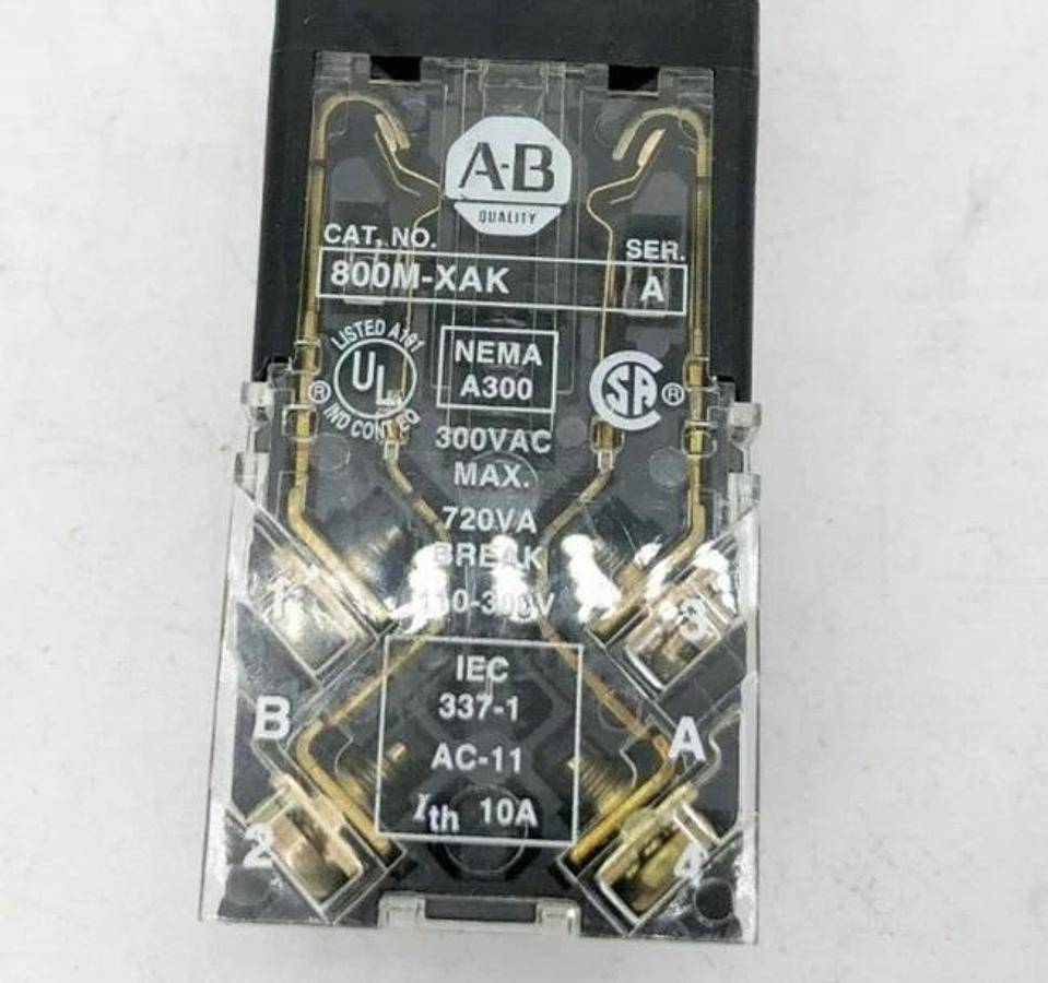 New Allen Bradley 800MR-B2AK Small Round Extended Pushbutton Black Ser. C