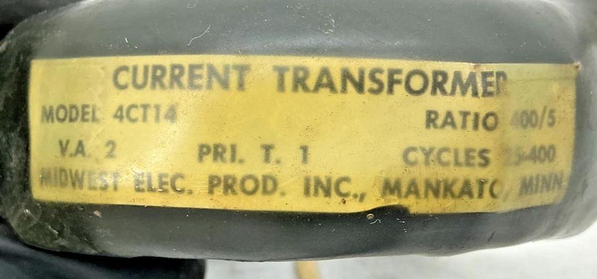 Used Midwest Electric 4CT14 Current Transformers 2-Wire Ratio 400/5 Cycles 25-400 2VA