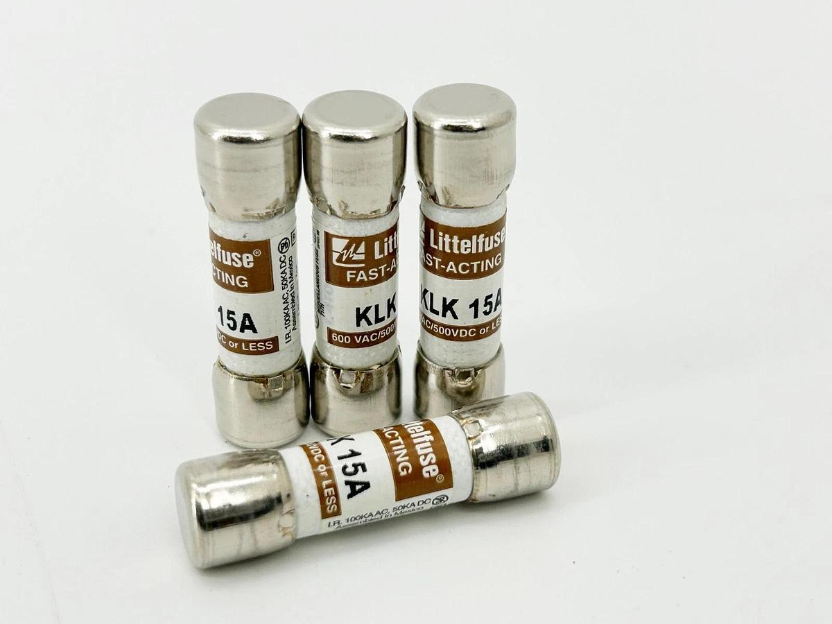 New Lot of 4 Littelfuse KLK-15 Fast Acting Fuse 15A 600V
