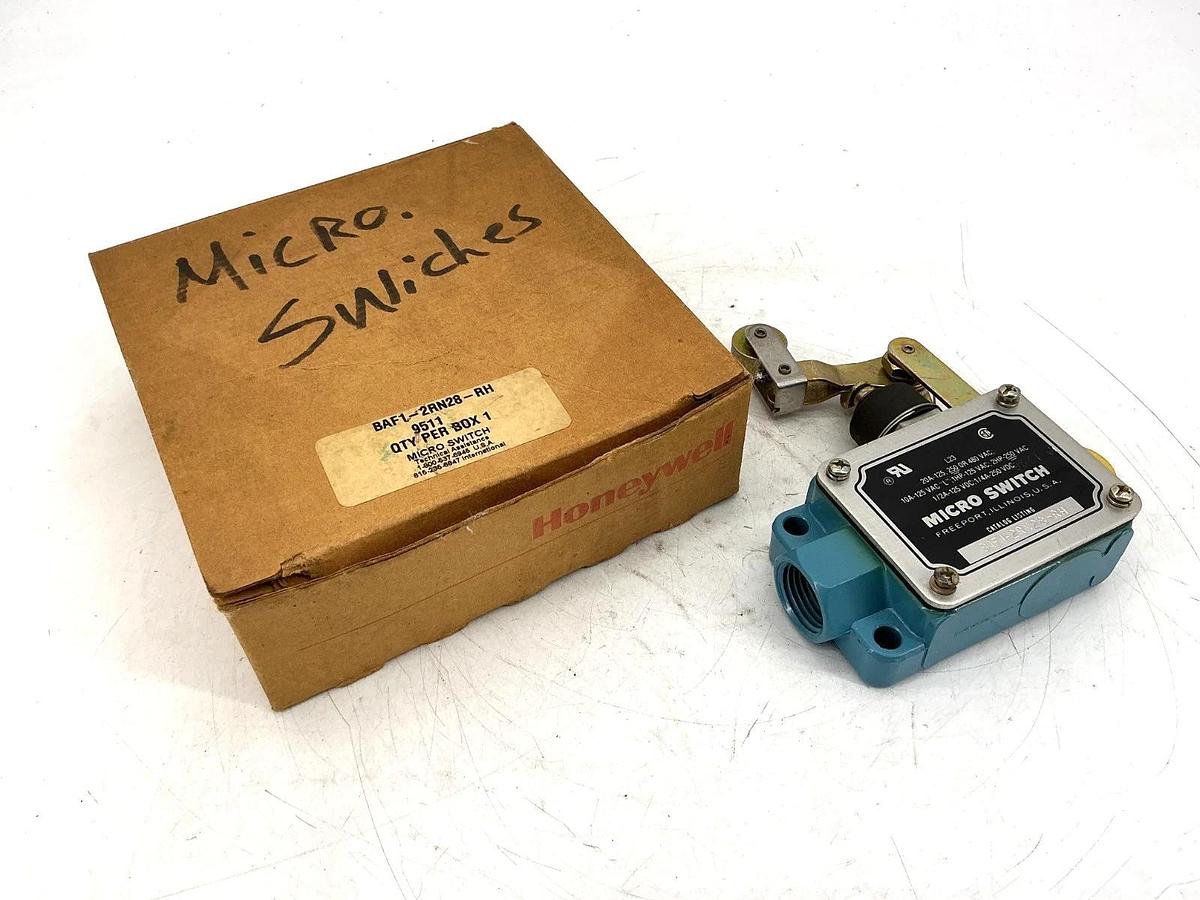 New Honeywell Micro Switch BAF1-2RN28-RH Limit Switch Roller Arm 20A 480VAC