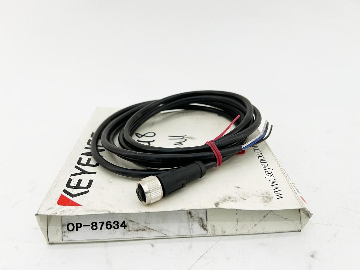 New Keyence OP-87634 Connector Cable 4A 300V Straight M12 2M