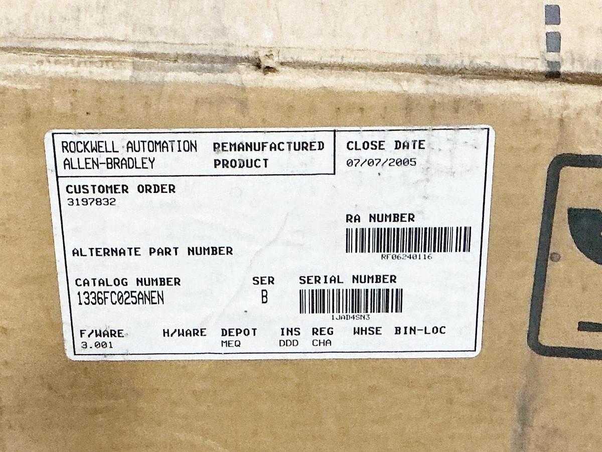Refurbished Remanufactured Allen Bradley 1336F-C025-AN-EN AC Drive 500-600V 25HP Ser. B