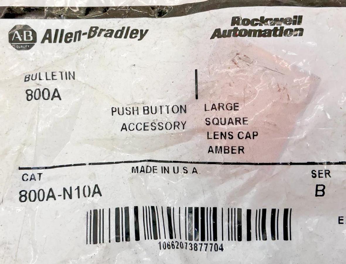 Lot of 2 New Allen Bradley 800A-N10A Pushbutton Large Square Lens Cap Amber