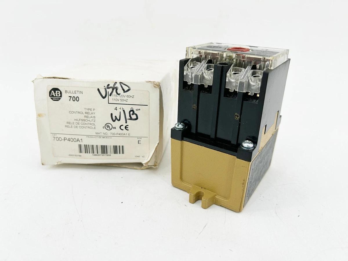 Used Allen Bradley 700-P400A1 Control Relay 115/120V 50/60Hz Ser.E