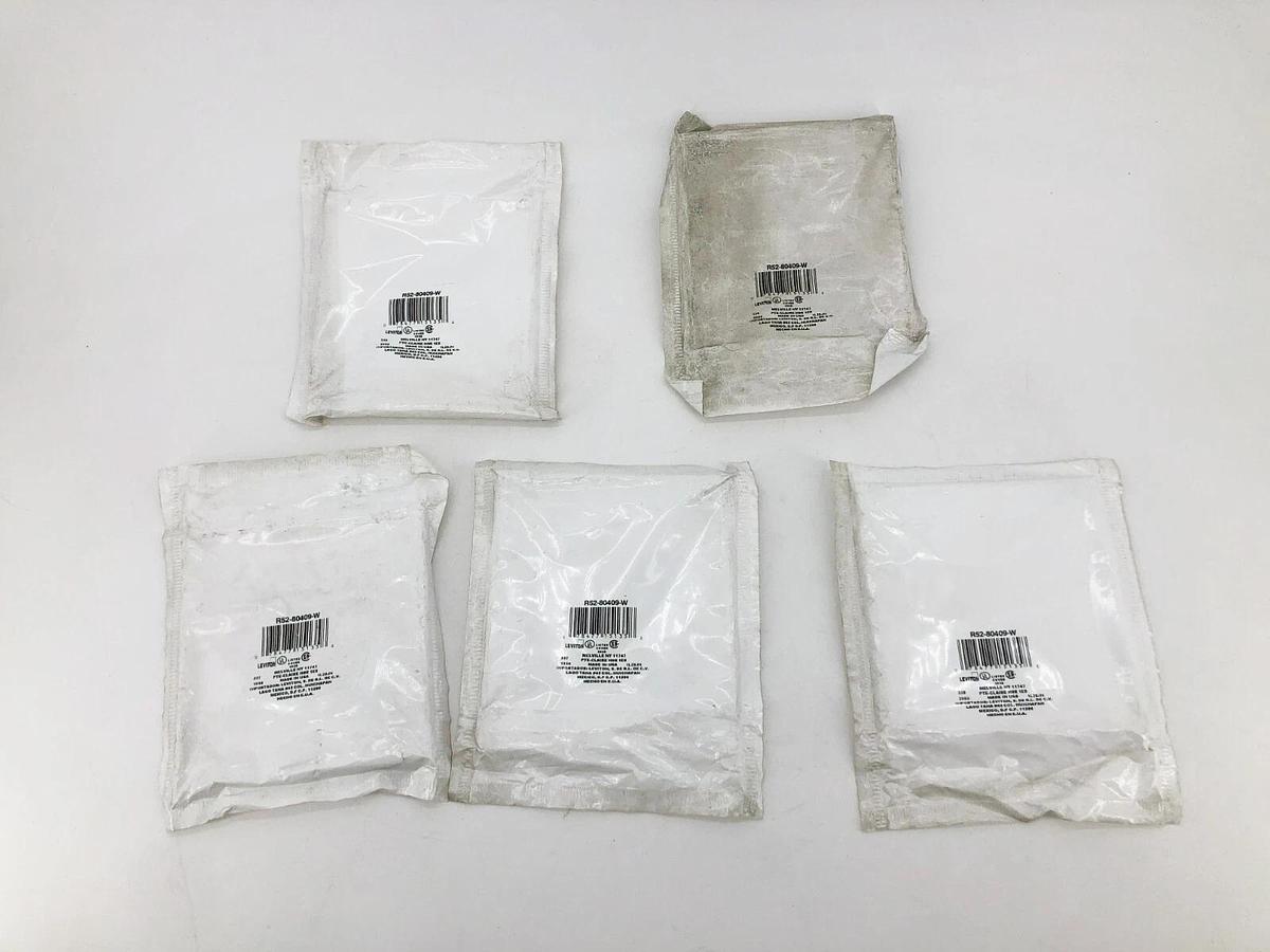 Lot of 5 New Leviton R52-80409-W 2-Gang Wall Plates White
