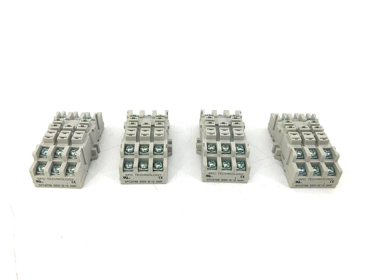 Lot of 4 New SPC Technology SPC9799 Relay Sockets 15A 300V