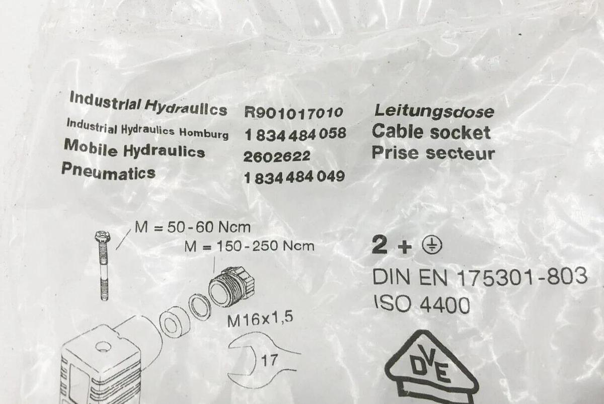 Lot of 2 New Rexroth R901017010 Cable Sockets 1834484058 / 2602622