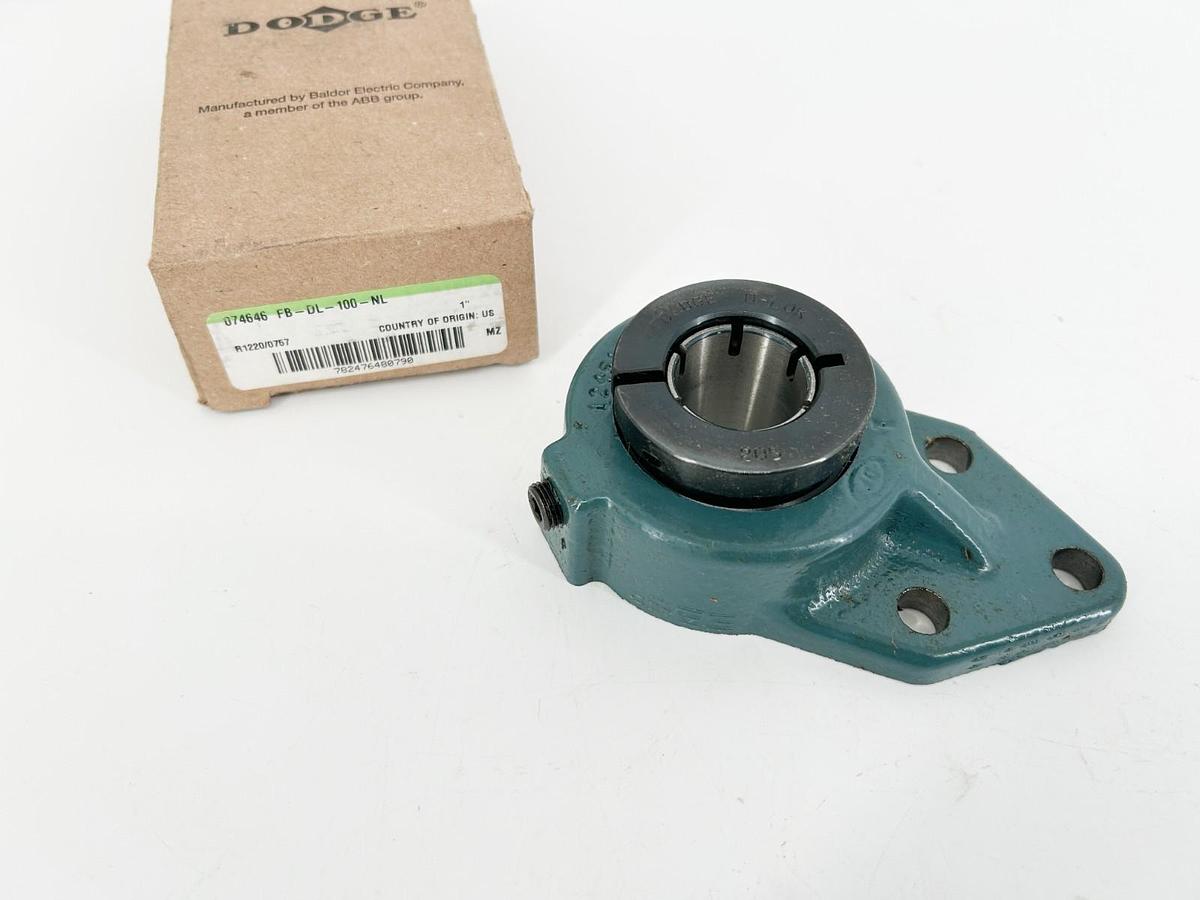 New Dodge FB-DL-100-NL Flange-Mount Ball Bearing Unit 3-Bolt 1" Bore 074646