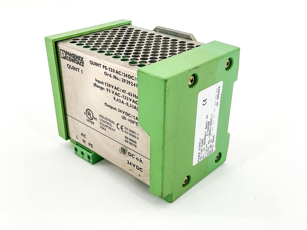 Used Phoenix Contact QUINT-PS-120AC/24DC/ 1 Power Supply 120VAC Input 24VDC Output