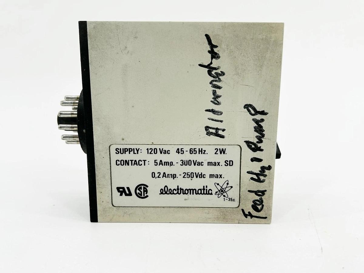 Used Electromatic SG 125 120 Two State Alternator 0.15-3 Sec 120V 65Hz 2W 5A