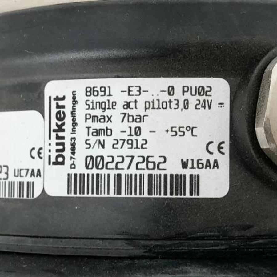 Used Burkert 00188269 Angle Seat Valve 2100 A PTFE Kv 55 PS 10bar