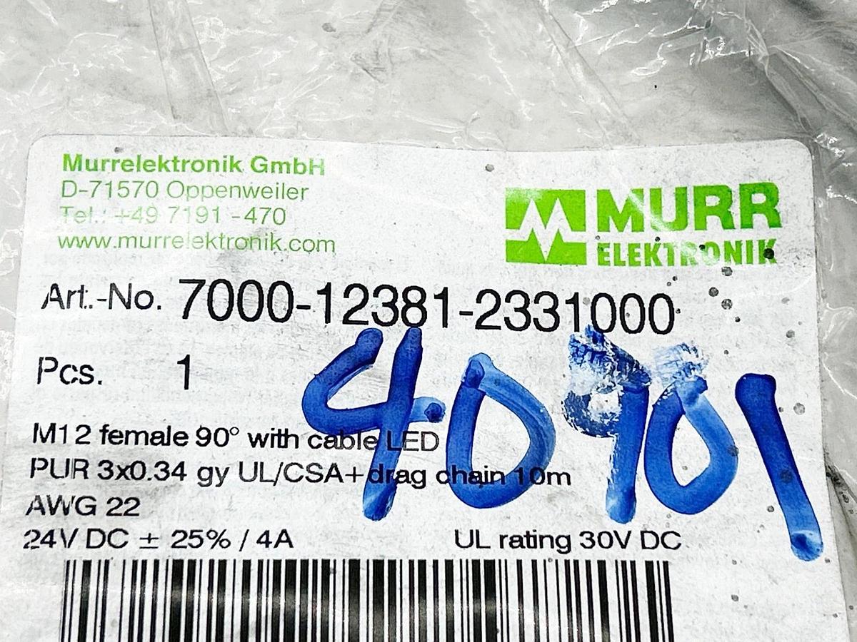 New Murr Elektronik 7000-12381-2331000 Cordset M12 Female 90 Deg 10M 30VDC