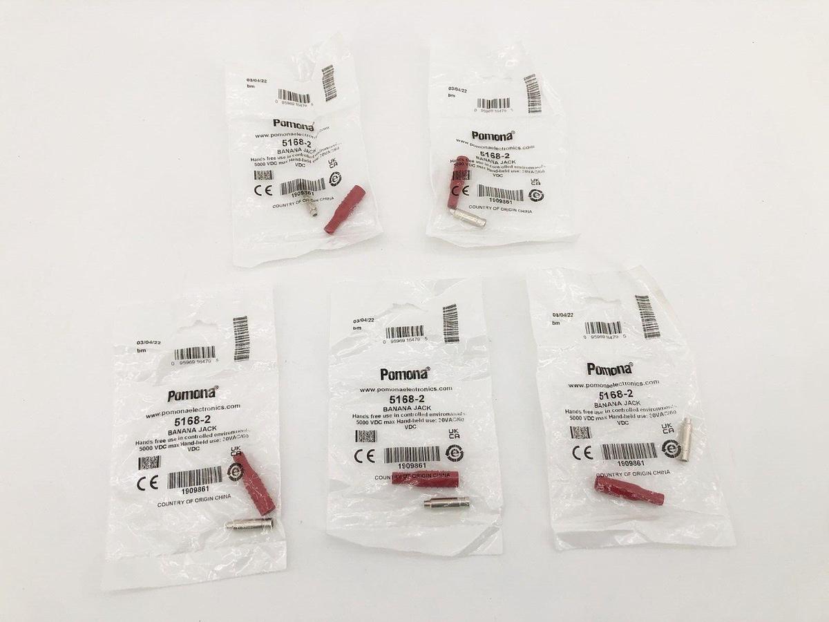 Lot of 5 New Pomona 5168-2 Banana Jacks 30VAC/60VDC
