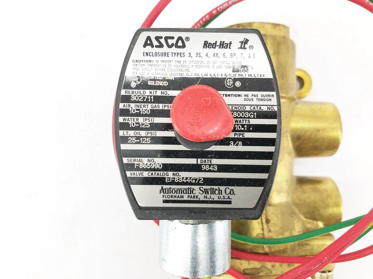 New Asco EF8344G72 110/120V Solenoid Valve Brass 4-Way 3/8" NPT
