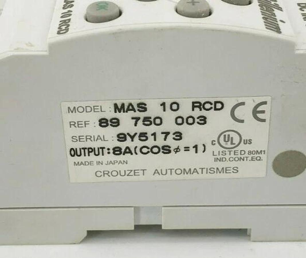 Used Crouzet MAS 10 RCD Control Module, Supply: 24VDC, 6x DC Inputs 24VDC 89-750-003