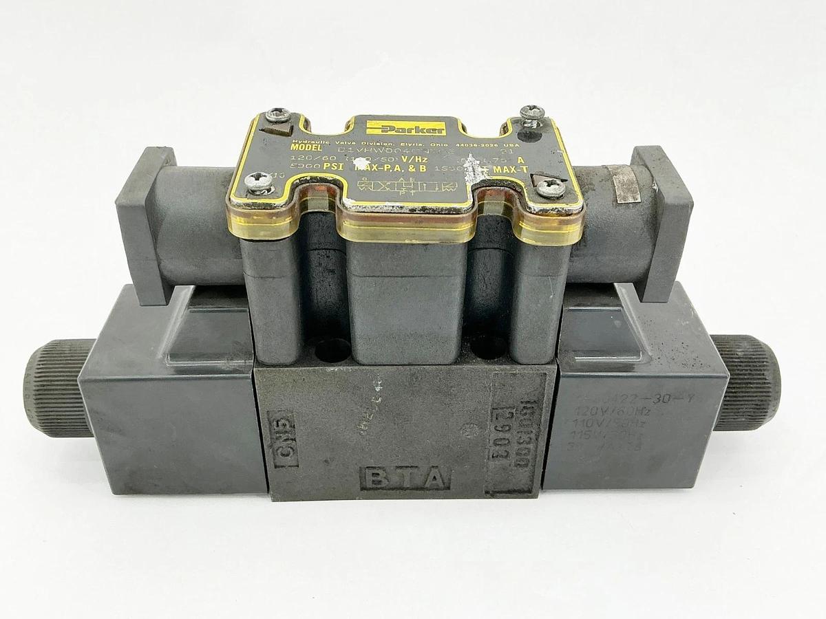 Used Parker D1VHW004CNYG5 Solenoid Valve 110/120V 50/60Hz 5000PSI 91