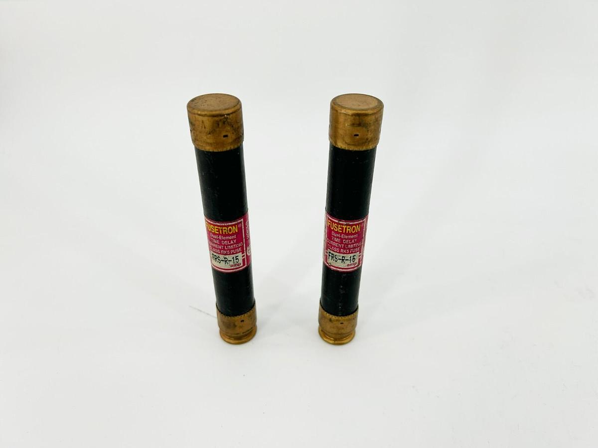 Lot of 2 New Bussmann FRS-R-15 Time Delay Fuses, 15 A, 600V