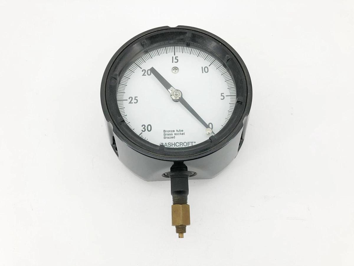 New Ashcroft 45-1279-AS-02L-30/0 Pressure Gauge 4-1/2" Dia. 30-0 in. Hg 1/4" NPT