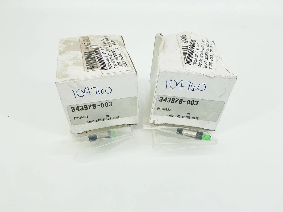 New Lot of 2 Asco 343978-003 Lamp LED Slide Base Green 104760