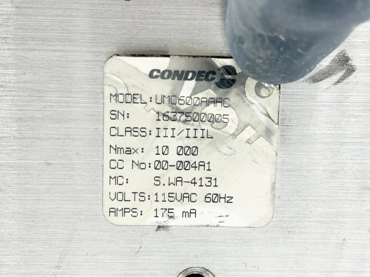 Used Condec UMC600AAAC Programmable Weight Indicator Digital Display 115V 60Hz 175MA