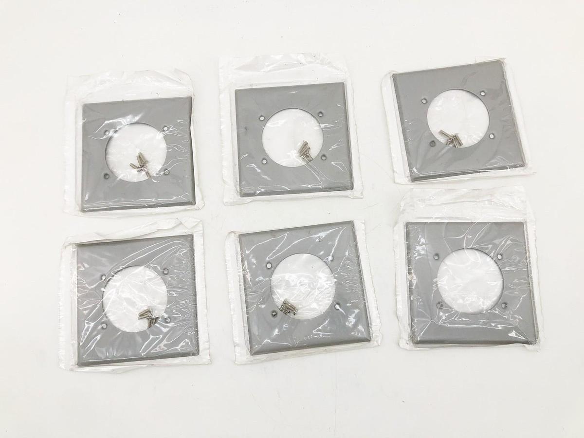 Lot of 6 New Leviton 001-0S701-0GY Receptacle Outlet Covers 2-Gang Gray Steel