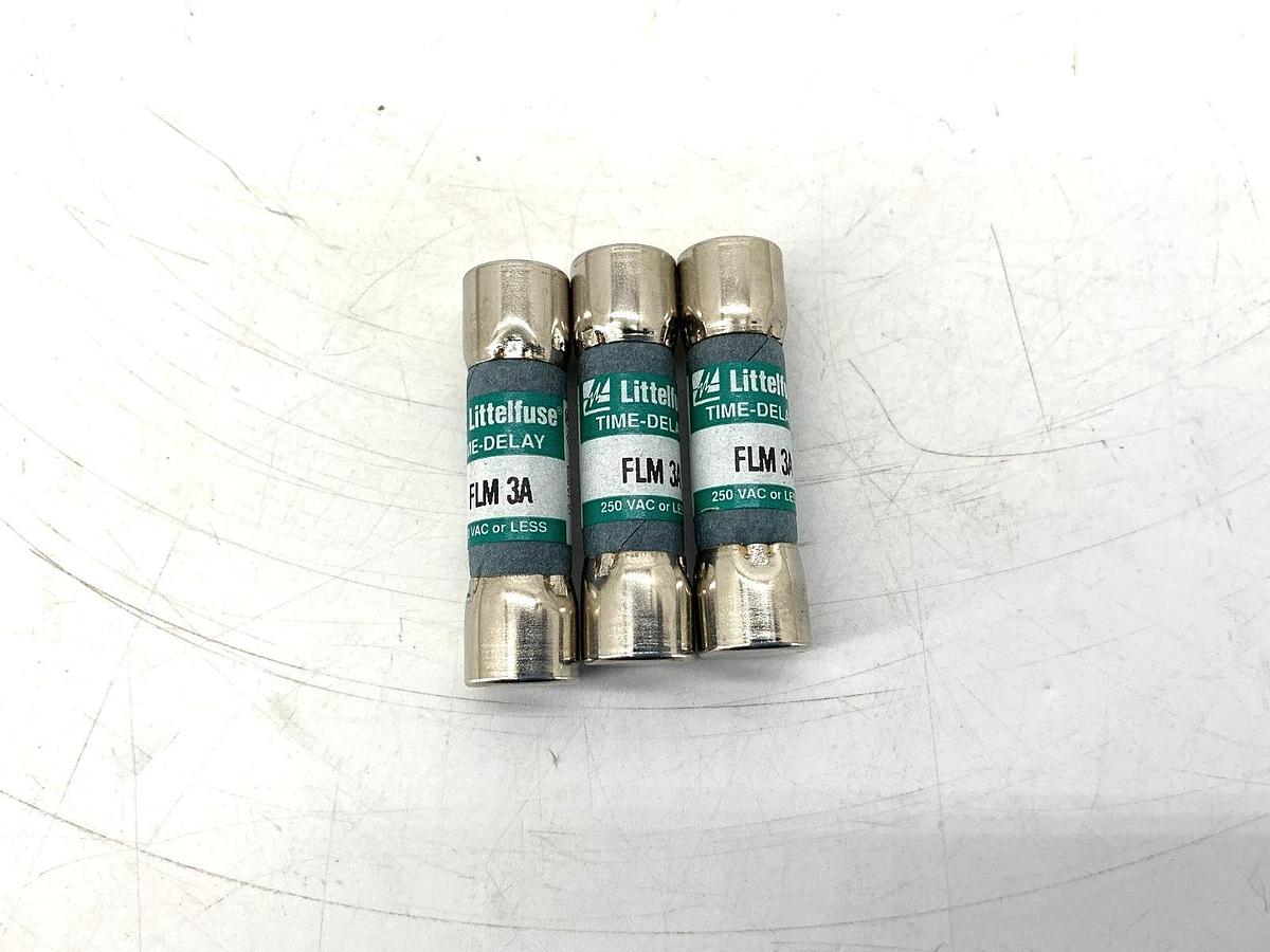 Lot of 3 New Littelfuse FLM-3A Time-Delay Fuse 3A 250VAC