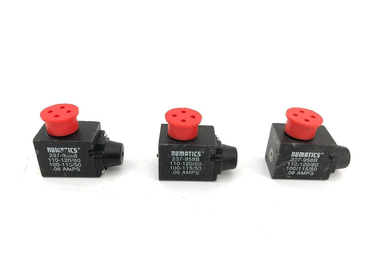 Lot of 3 New Numatics 237-958B Solenoid Coils 100-115/50 110-120/60 .06A