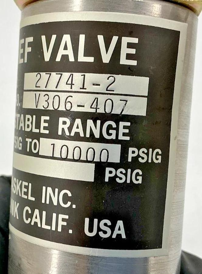 New Haskel 27741-2 Relief Valve Adjustable Range: 1000-10000PSIG 277412
