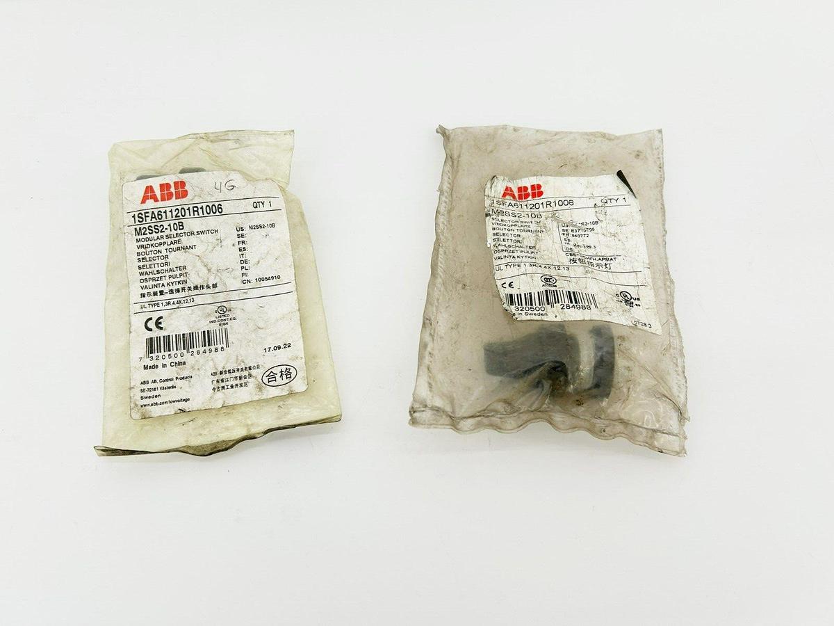 Lot of 2 New ABB M2SS2-10B 2-Position Selector Switches, 1SFA611201R1006