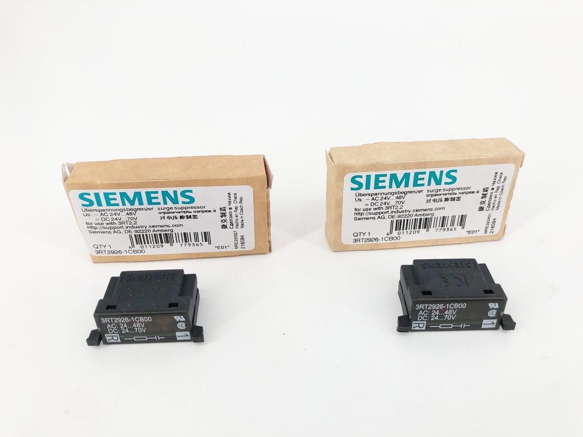 Lot of 2 New Siemens 3RT2926-1CB00 Surge Suppressors 24-48 VAC 24-70 VDC