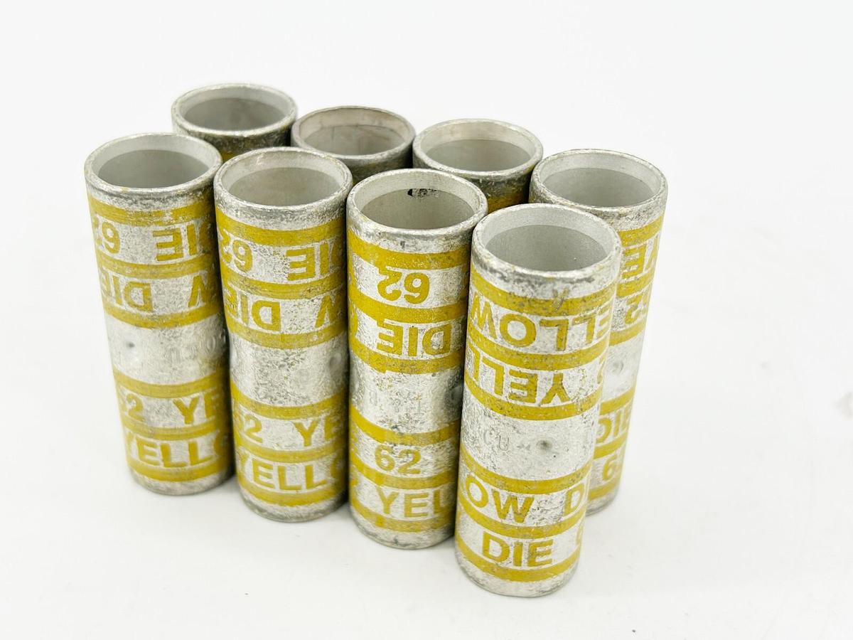 New Lot of 8 Thomas Betts Die 62 Compression Lug 250CU Yellow