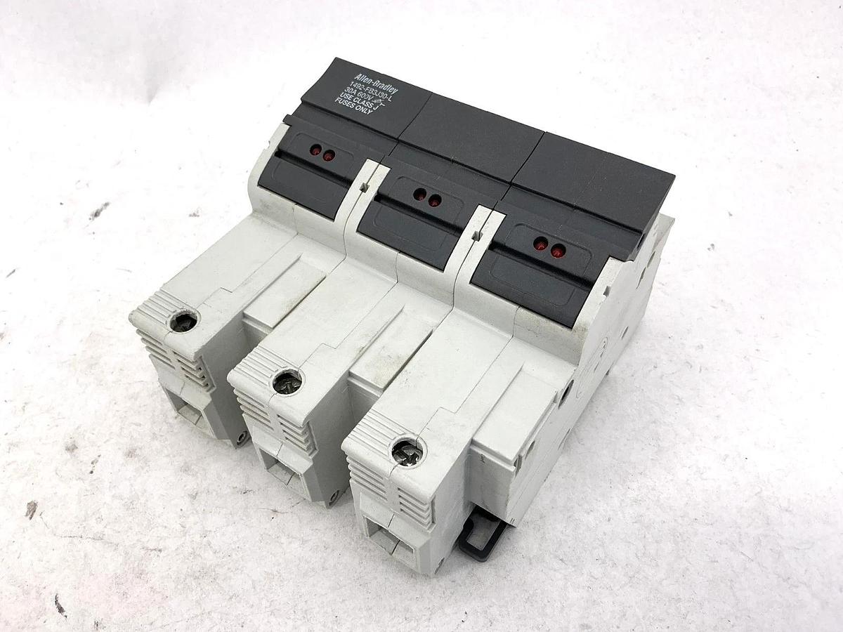 Used Lot of 2 Allen Bradley 1492-FB3J30-L Ser B Fuse Holder 30A 600V Class J Fuse