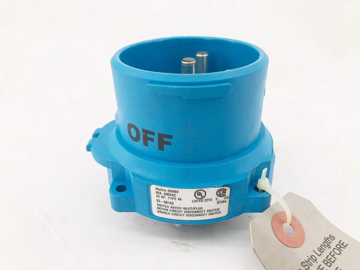 New Meltric 63-68143 Inlet/Plug DSN60 60A 3P + E 600VAC 20HP Type 4X