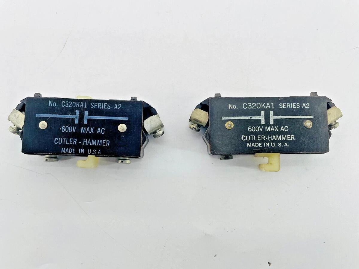 Used Lot of 2 Cutler Hammer C320KA1 Auxiliary Contact 600V