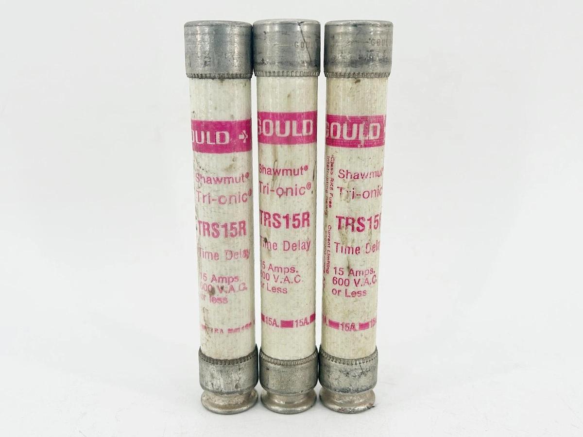 Used Lot of 3 Shawmut TRS15R Current Limiting Time Delay Fuse 15A 600V Ckass RK5