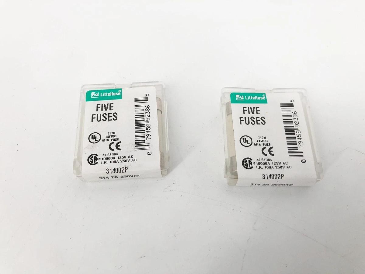 Lot of 10 New Littelfuse 314002P Ceramic Cartridge Fuses 2A 250VAC