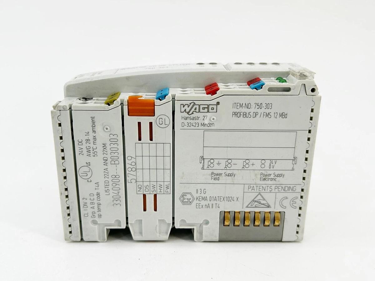 New Wago 750-303 Fieldbus Coupler Module 12MBD Profibus DP IP20 - No Box