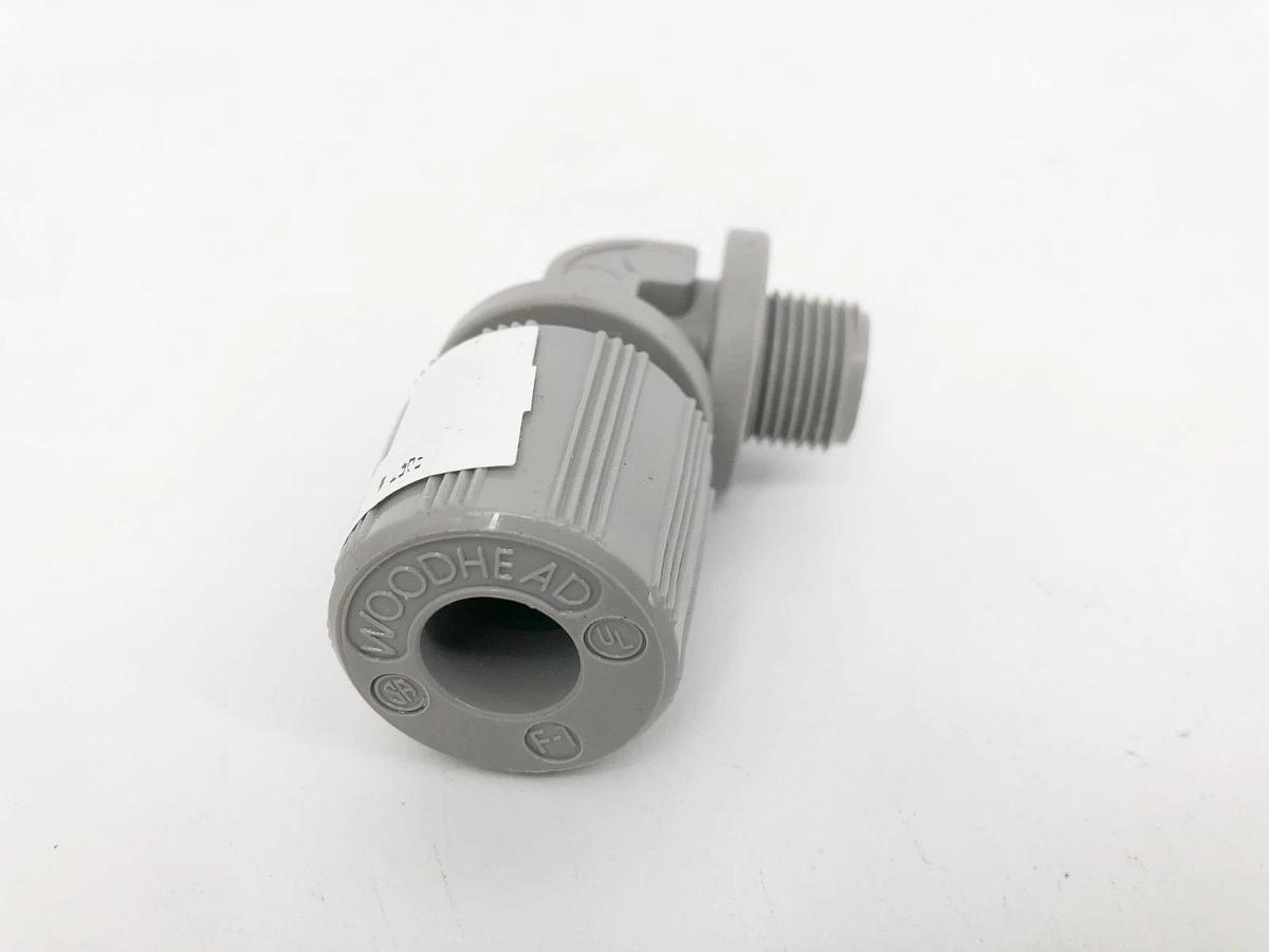 Lot of 2 New Woodhead 1300980035 Cable Grips 90° Nylon 3/8" NPT Gray - No Box