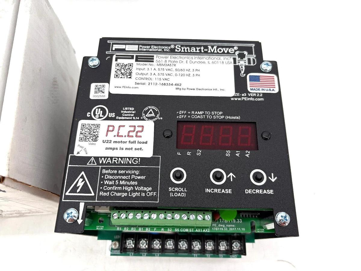 New Power Electronics MSM3A57R Crane Hoist Motor Control Drive 2HP 575V 3ph