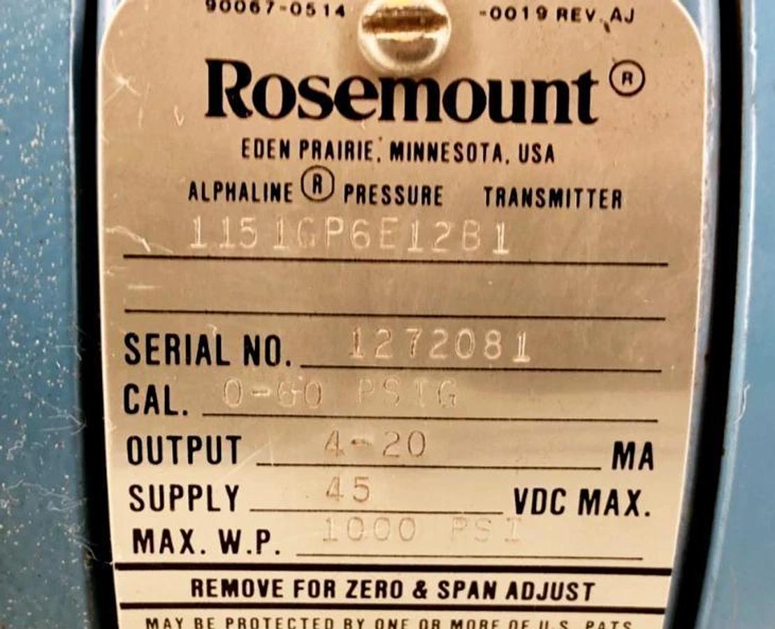 New Rosemount 1151GP6E12B1 Pressure Transmitter 1000psi Max W.P - No Box