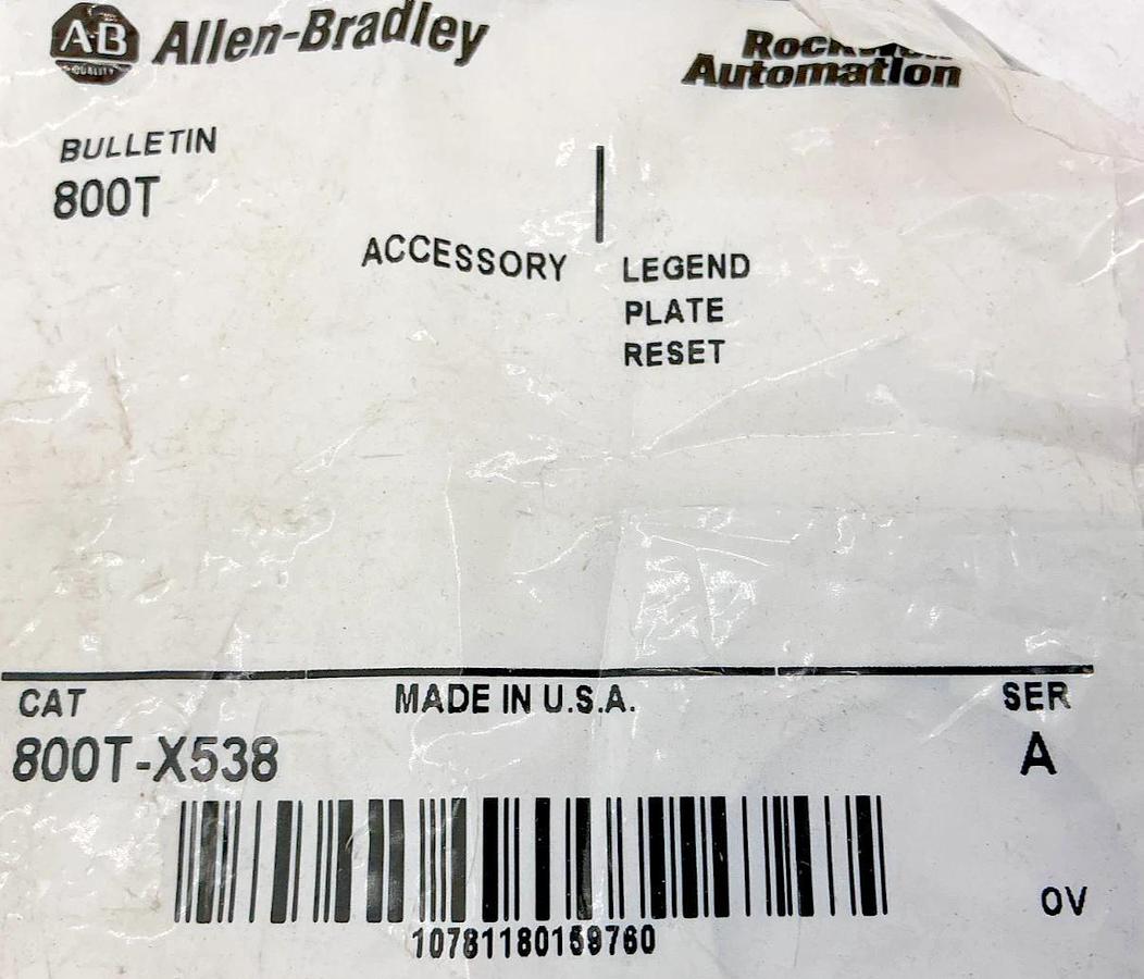 Lot of 4 New Allen Bradley 800T-X538 Ser A Legend Plate Reset Accessory