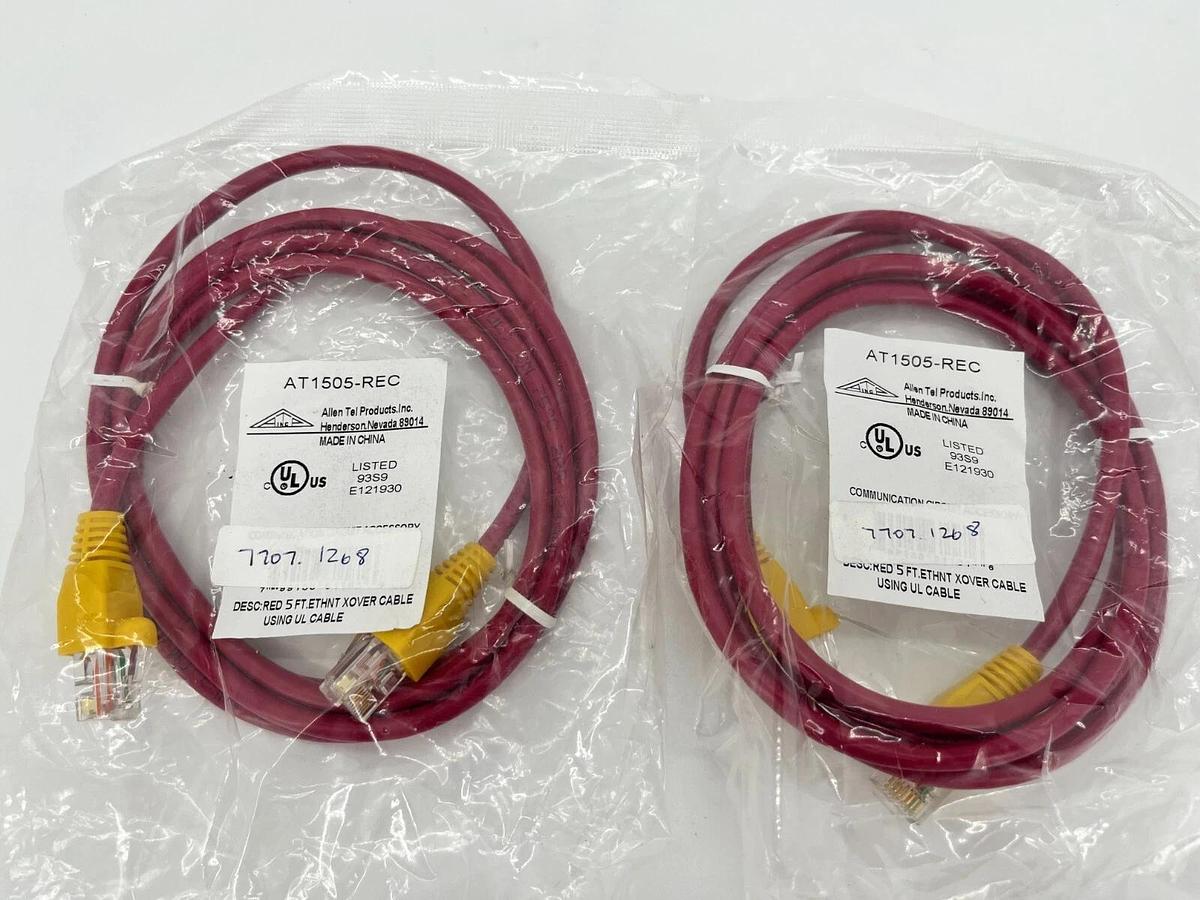 Lot of 2 Allen Tel AT1505-REC Cat 5e Crossover Cables 5ft Length