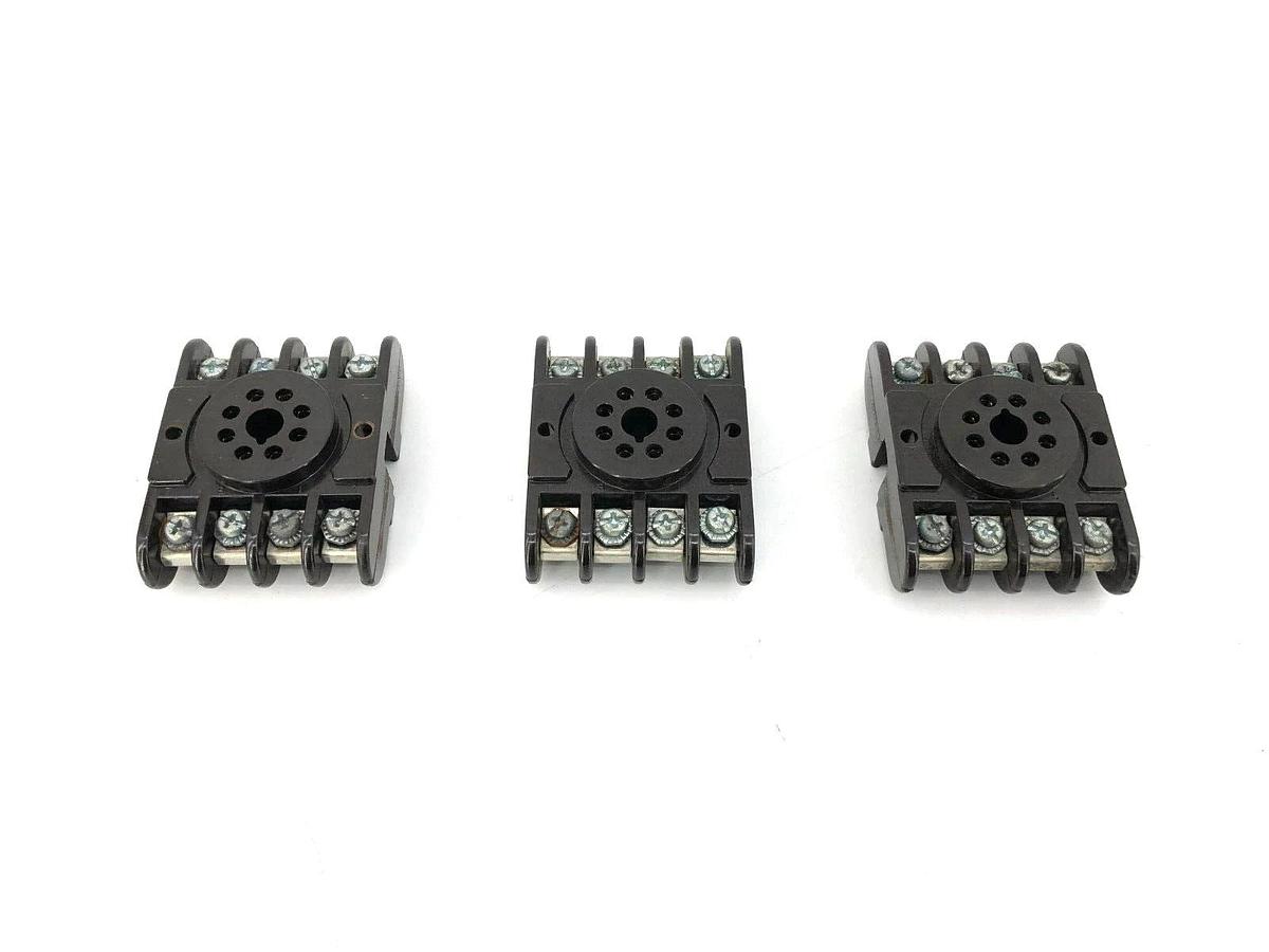 Lot of 3 New Amphenol 146 8-Pin Octal Female DPDT Relay Socket Bases